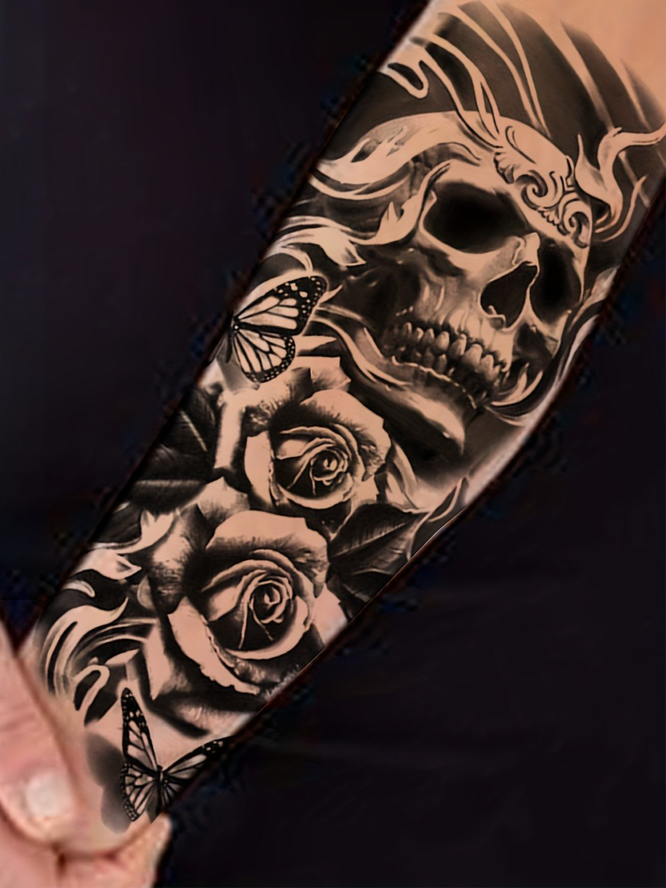 3D Skull and Rose Waterproof Temporary Tattoo Stickers